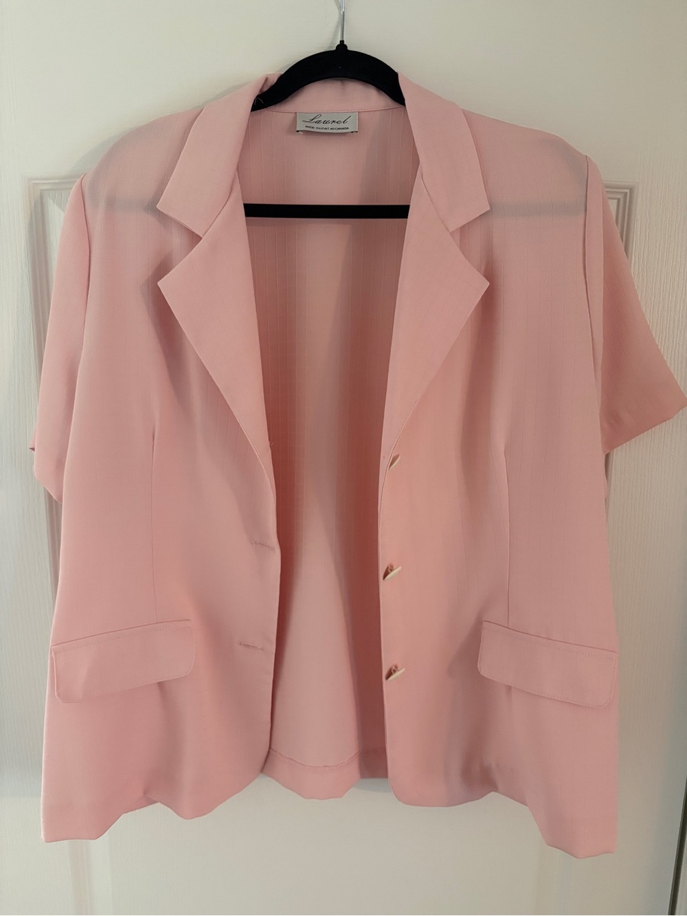 Vintage Laurel Blush Pink Short Sleeve Blazer Jacket